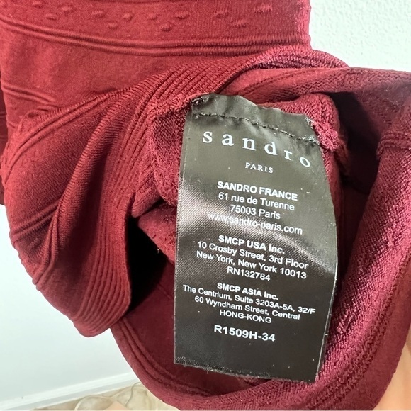 Sandro Red Short Sleeve Fit & Flare Dress 4 - Picture 4 of 7